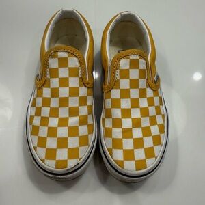 Vans Kids Yellow Checkered Slip-On Sneakers